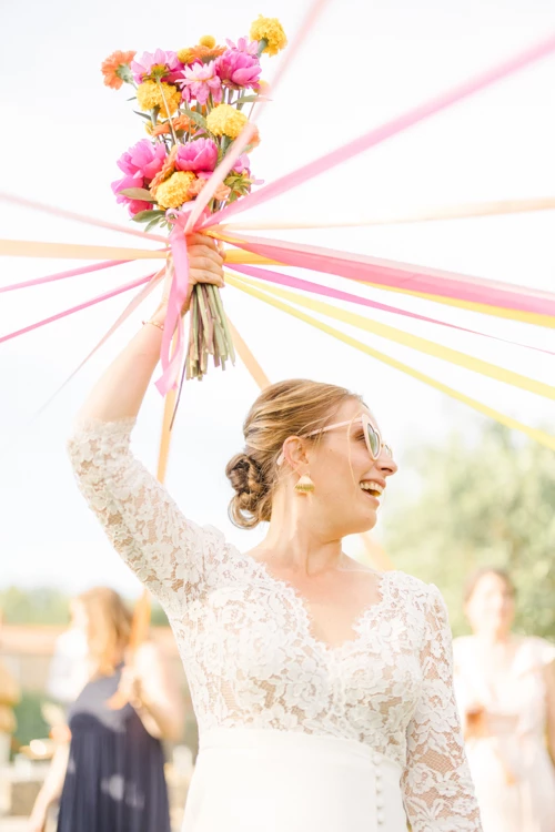 bonheur robe événement rose beige